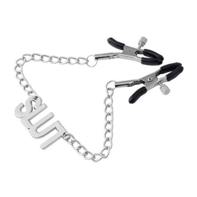 KINKgear Pince-Tétons avec plaque Slut 38cm